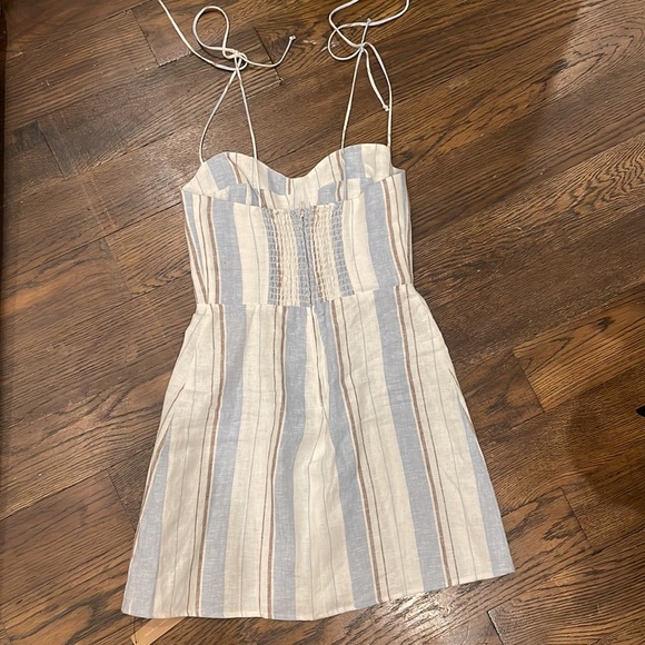 Reformation Striped Linen Dress Size 2 - Picture 2 of 4